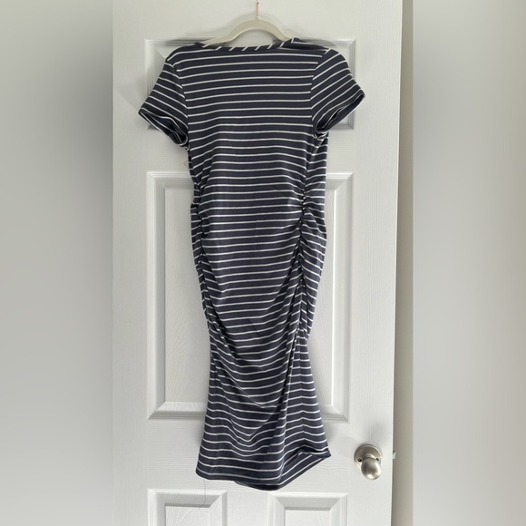 Isabel Maternity Muted Blue and White Striped Maternity Top, Size Small - Picture 5 of 5